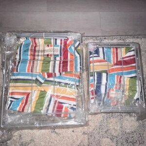 Pottery Barn Multistripe Canvas Storage Utility Bins, Large 15", Small 12" - New